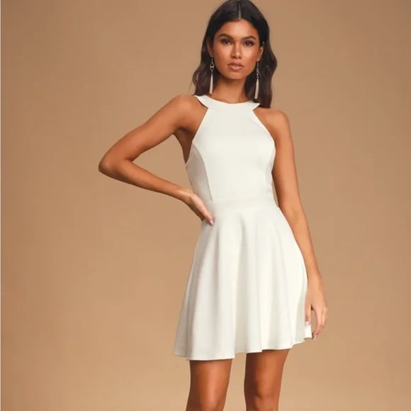sheer factor white mesh skater dress Lulus Sheer Factor White Mesh Skater Dress Size Large